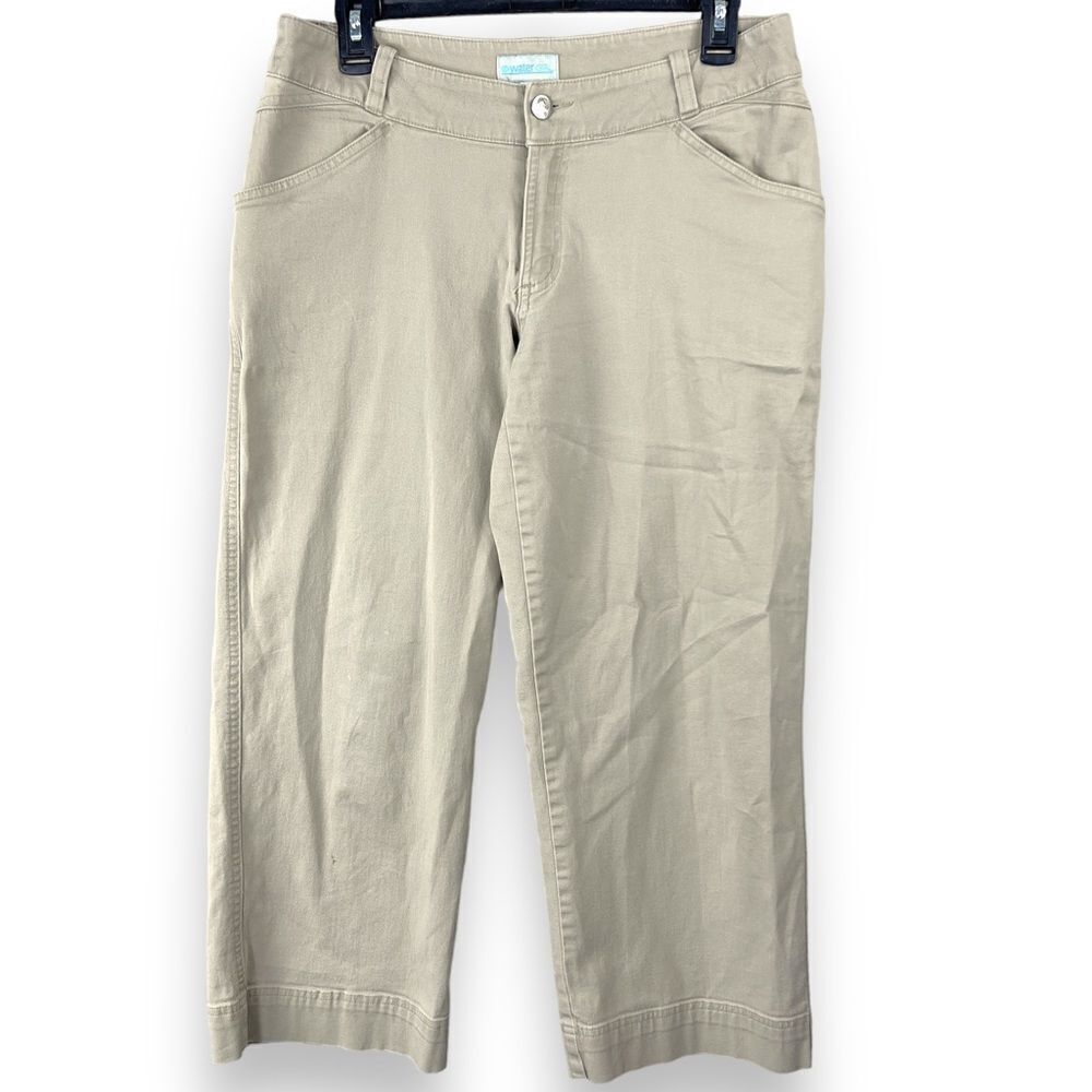 Patagonia Water Girl Straight Leg Crop Pants 6 Women’s Mid Rise Khaki Tan Woven
